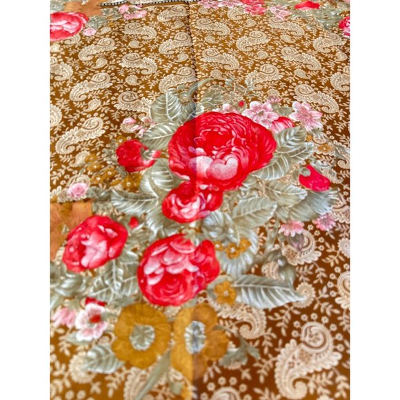 Jaclyn Smith Italy Floral Scarf Roses Paisley Trimmed in Black Gold Neck warmer - Picture 6 of 9